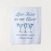 海岸の最後の乾杯 エレガントな手描きのリボン タペストリー (正面)