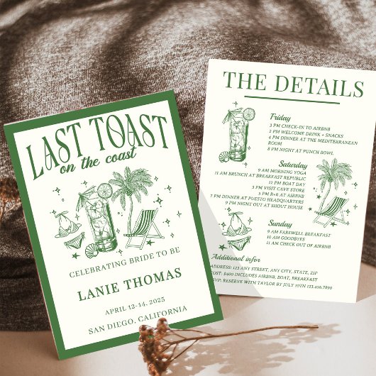 海岸の最後の乾杯 バチェロレッテの旅行計画 招待状