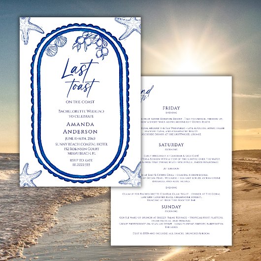 海岸の最後の乾杯 ビーチでの独身最後の週末 招待状