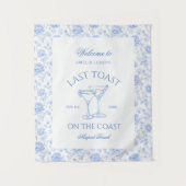 海岸の最後の乾杯 ビーチブルー フローラル タペストリー (正面)