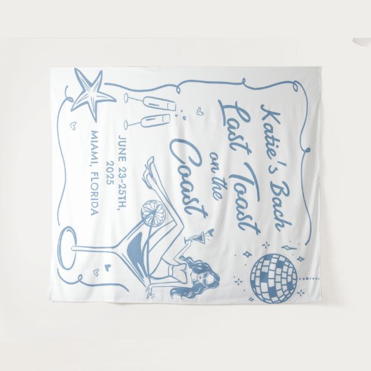 海岸の最後の乾杯 ビーチ独身最後の夜 タペストリー (正面(横))