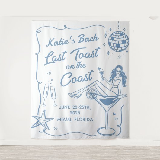 海岸の最後の乾杯 ビーチ独身最後の夜 タペストリー (正面)
