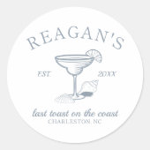 "海岸の最後の乾杯" ビーチ バチェロレッテパーティー ラウンドシール (正面)