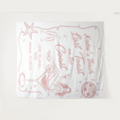 海岸の最後の乾杯 ビーチ ピンク バチェロレッテ タペストリー (正面(横))