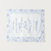 海岸の最後の乾杯 ビーチ ブルー フラワー タペストリー (正面(横))