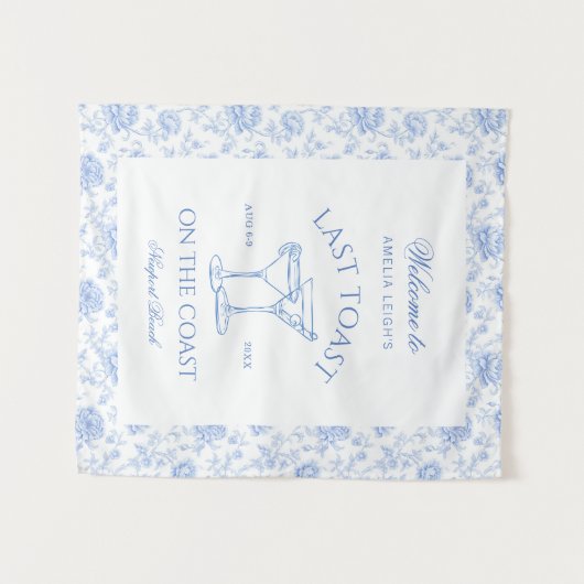 海岸の最後の乾杯 ビーチ ブルー フラワー タペストリー (正面(横))