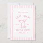 海岸の最後の乾杯 ピンクのバチェロレッテウィークエンド 招待状 (正面)