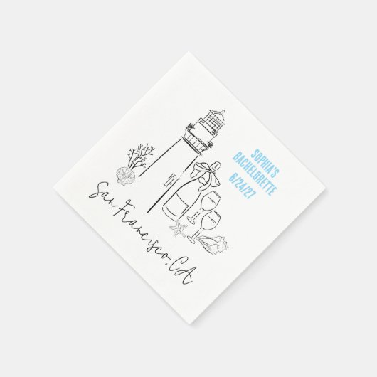 海岸の最後の乾杯 ブライズメイドパーティー スタンダードカクテルナプキン (角)