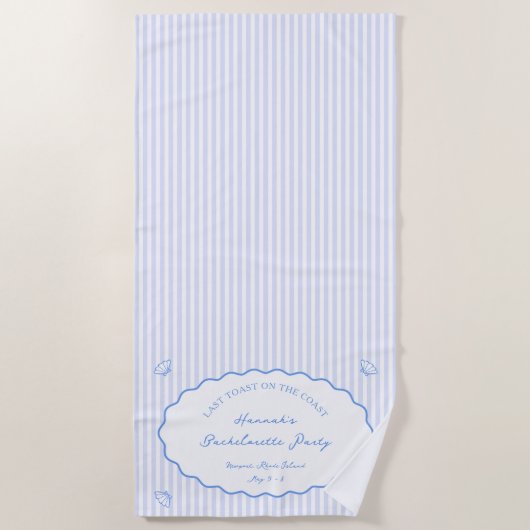 海岸の最後の乾杯 ブルー独身最後の女祭り ビーチタオル (正面)