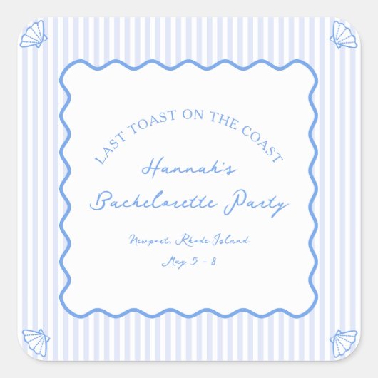 海岸の最後の乾杯 ブルー独身最後の祭り スクエアシール (正面)