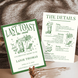 海岸の最後の乾杯! 海岸での花嫁の最後の旅の予定 招待状