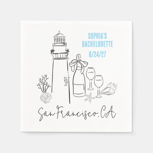 海岸の最後の乾杯 独身最後の夜のパーティー スタンダードカクテルナプキン (正面)