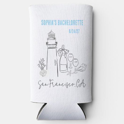 海岸の最後の乾杯 独身最後の夜 スリム缶クーラー (正面)