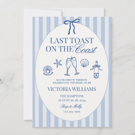 海岸の最後の乾杯 独身最後の旅の行程 招待状 (正面)