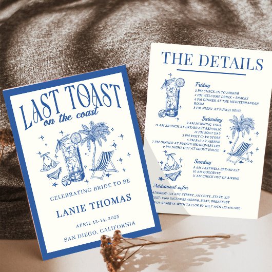 海岸の最後の乾杯 独身最後の旅程 招待状