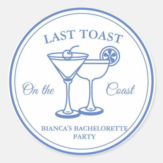 海岸の最後の乾杯 独身最後の週末パーティー ラウンドシール (正面)