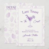 海岸の最後の乾杯 独身最後の週末 招待状 (正面/裏面)