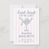 海岸の最後の乾杯　遊び心あふれる独身最後の祝い 招待状 (正面)
