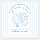 海岸の最後の乾杯 青いビーチのお気に入り スクエアシール (正面)