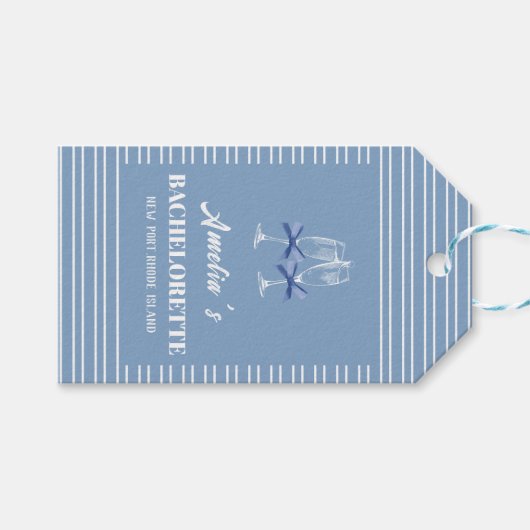 海岸の最後の乾杯 青い独身最後の歓迎 ギフトタグ (正面(横))