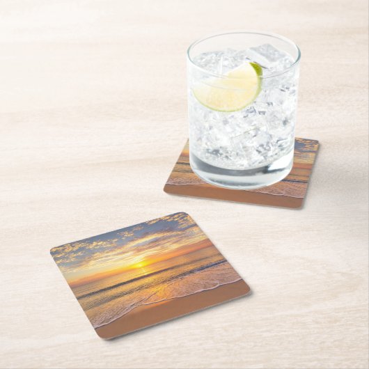 海岸の朝日曜日 スクエアペーパーコースター (インサイチュ)