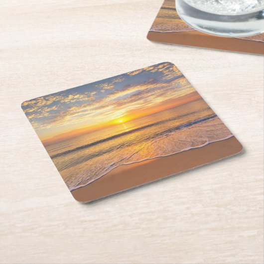 海岸の朝日曜日 スクエアペーパーコースター (アングル)