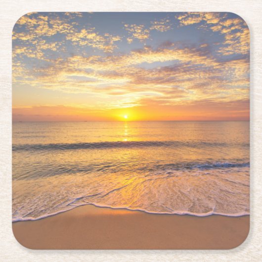 海岸の朝日曜日 スクエアペーパーコースター (正面)