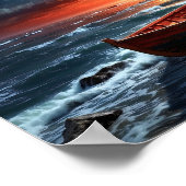 海岸の木製ボート ポスター (角)