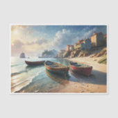 海岸の村の近くに停泊する漁船 薄葉紙 (正面)