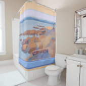 海岸の水と船 フランス芸術版画 シャワーカーテン (インサイチュ)