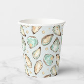海岸の水彩 カキ＆パール模様 紙コップ (正面)