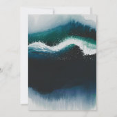 海岸の波 ネイビー ビーチ オーシャン エレガント ウェディング 招待状 (裏面)