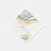 海岸の波 砂浜 海辺のウェディングシャワー スタンダードカクテルナプキン (角)