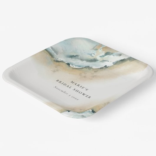 海岸の海の波の砂のビーチのナウティカル ブライダル シャワー ペーパープレート (傾斜あり)