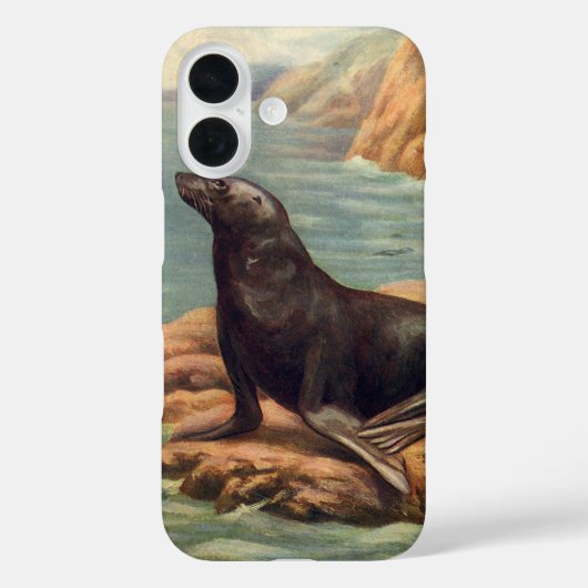 海岸の海獅子、ビンテージの海洋哺乳類 Case-Mate iPhoneケース (裏面)