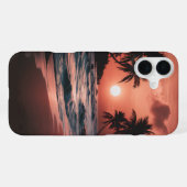 海岸の海辺のビーチの夕日 iPhoneケース (裏面横)