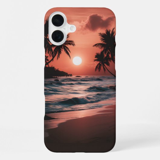 海岸の海辺のビーチの夕日 iPhoneケース (裏面)