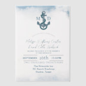 海岸の海辺のビーチアンカー Nautical ウェディング ベラム紙招待状 (正面)