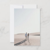 海岸の海辺のブルー シェル フレーム ウェディング セーブザデート (裏面)