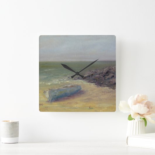 海岸の潮の圧延の内部のボート スクエア壁時計 (ホーム)