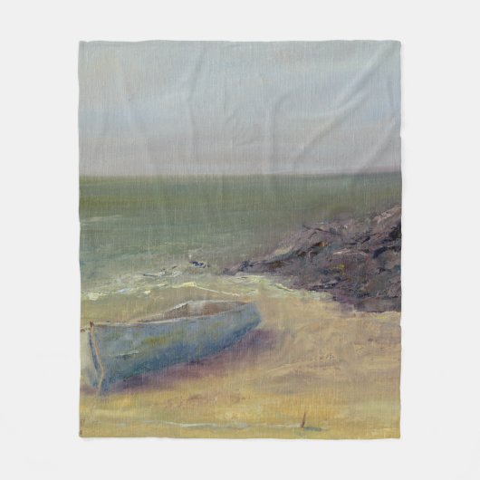 海岸の潮の圧延の内部のボート フリースブランケット (正面)