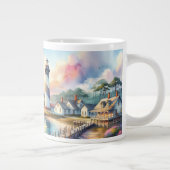 海岸の灯台とビーチコテージの風景 ジャンボコーヒーマグカップ (右)
