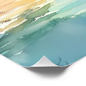 海岸の灯台とビーチコテージの風景 ポスター (コーナー)