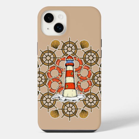 海岸の灯台イラスト iPhoneケース (裏面)