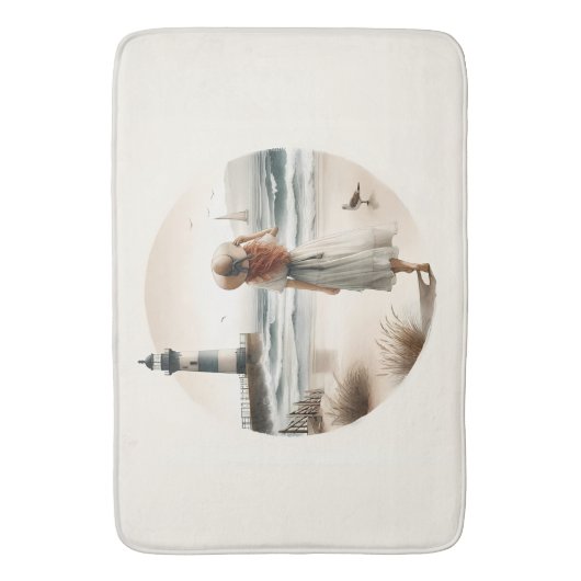 海岸の灯台散歩 バスマット (正面縦)