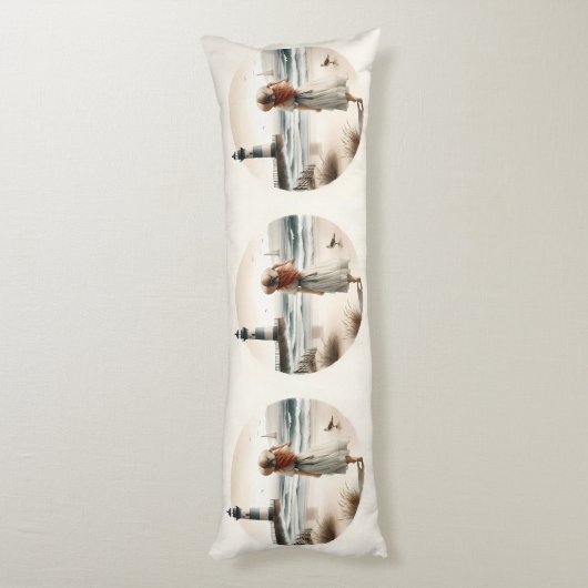 海岸の灯台散歩 ボディピロー (裏面 (縦))