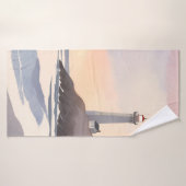 海岸の灯台 | ビーチの水彩画 バスタオル (バスタオル)