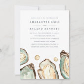 海岸の牡蠣オールインワンQRコードウェディング 招待状 (正面)