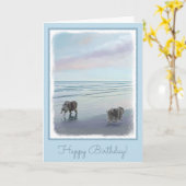 海岸の犬芸絵画術のキーソンド カード (黄色い花)