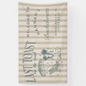 海岸の独身最後のパーティー　ネイビー 横断幕 (縦)